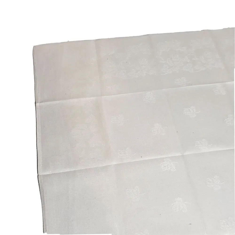 Vintage Small Table Cloth Dresser Scarf Topper Runner White Floral Cottage 20x22